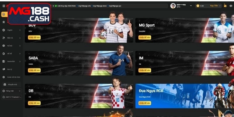 Danh sách sảnh cược thể thao MG188 hấp dẫn