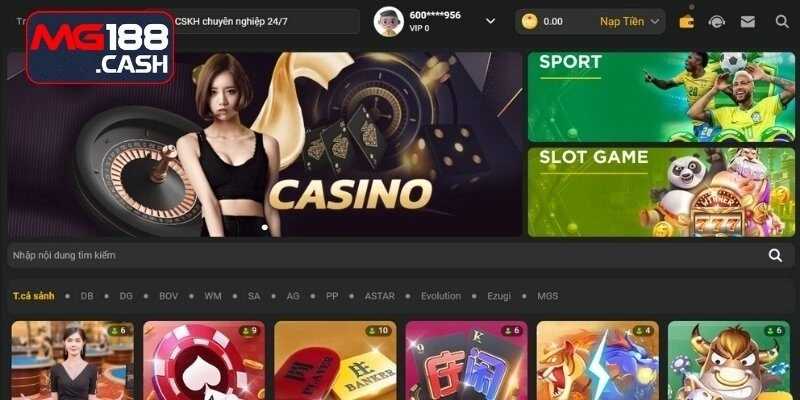 Những tựa game Casino MG188 được yêu thích